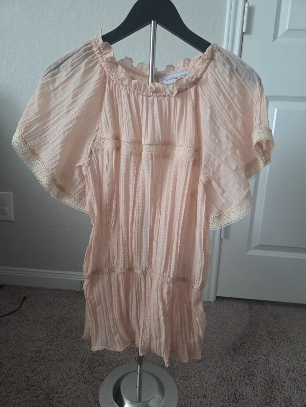 Nouveau Monde Blush Pink Flutter Sleeve Tunic Top